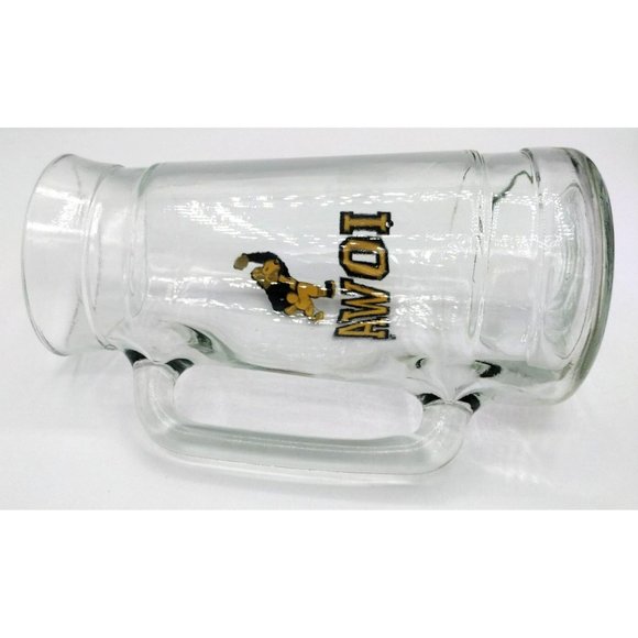 Iowa Hawkeyes Football Glass Mug Beer Stein Souvenir 7 Inch Vintage Herky Hawk - Picture 11 of 14